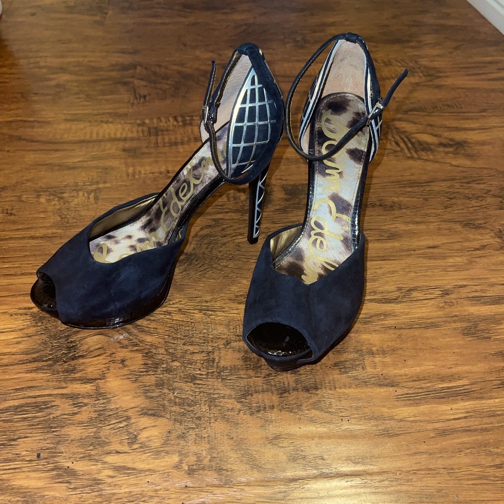 Sam Edelman black and silver stilettos